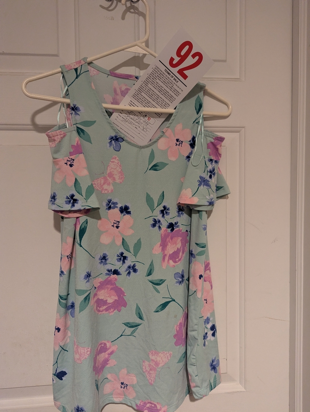 Lot 92 Green Summer Floral Off The shoulder Top.  Size XS